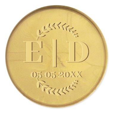 Gold Seal Monogram Date Antique Botanical Leaves