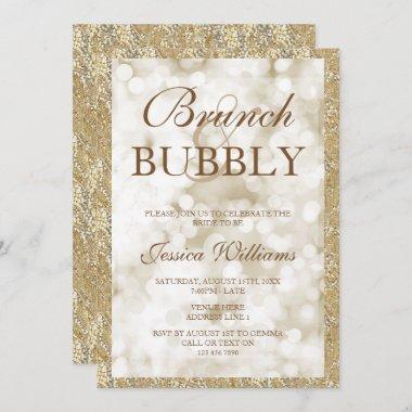 Gold Sequins Brunch & Bubbly Bridal Shower Invitations