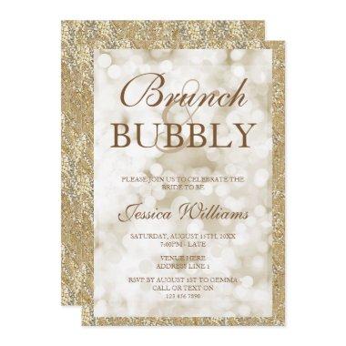 Gold Sequins Brunch & Bubbly Bridal Shower Invitations