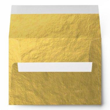 Gold Shine Foil Look Modern Elegant Chic Wedding Envelope