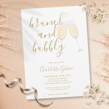 Gold Signature Script Brunch Bubbly Bridal Shower Invitations