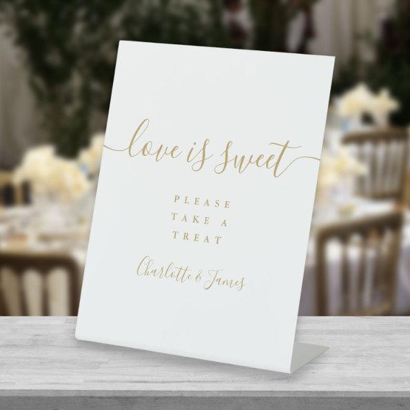 Gold Signature Script Love Is Sweet Favor Pedestal Sign