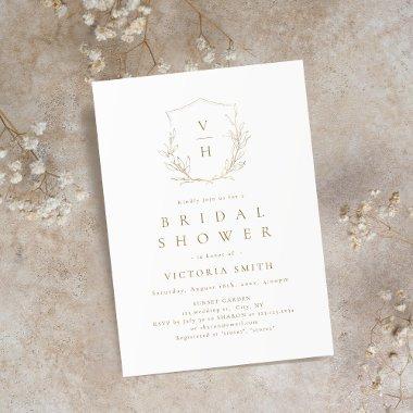 Gold simple botanical crest monogram