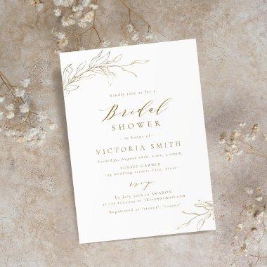 Gold simple elegant botanical rustic
