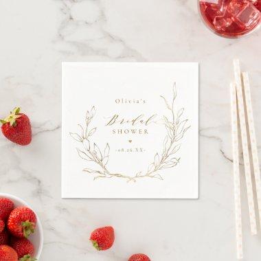 Gold simple elegant botanical wreath  napkins
