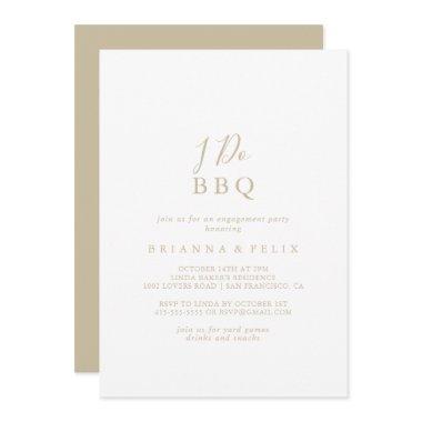 Gold Simple Minimalist I Do BBQ Engagement Party Invitations