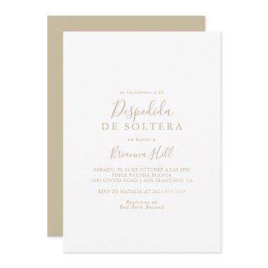 Gold Simple Minimalist Spanish Bridal Shower Invitations