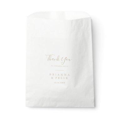 Gold Simple Minimalist Thank You Wedding Favor Bag