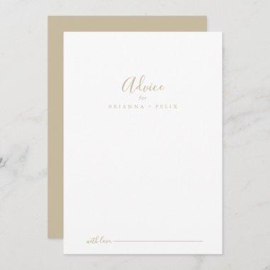 Gold Simple Minimalist Wedding Advice Card