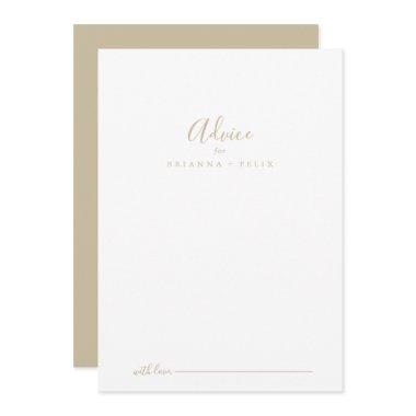 Gold Simple Minimalist Wedding Advice Card