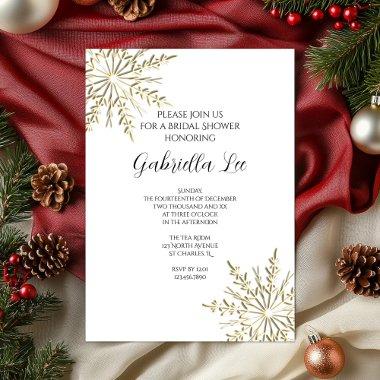 Gold Snowflake on White Winter