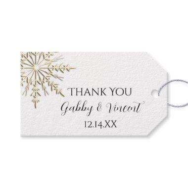 Gold Snowflake on White Winter Wedding Favor Tags