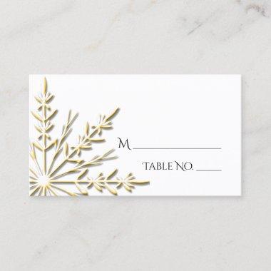 Gold Snowflake on White Winter Wedding Place Invitations
