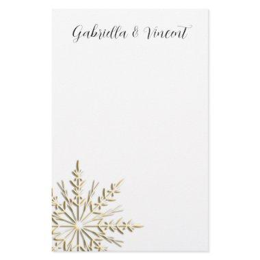 Gold Snowflake on White Winter Wedding Stationery