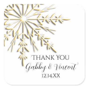 Gold Snowflake Winter Wedding Thank You Favor Tag