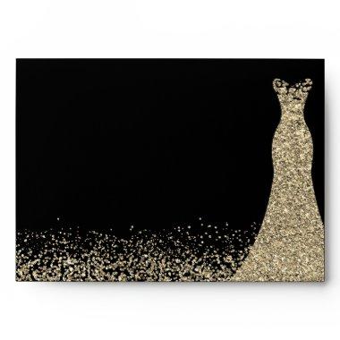 Gold Sparkle Dress Birthday Party Bridal Envelope