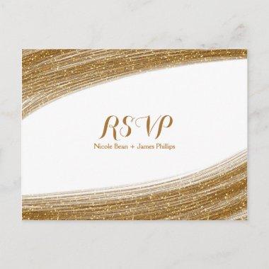 Gold Sparkle Faux Glitter Wedding RSVP PostInvitations