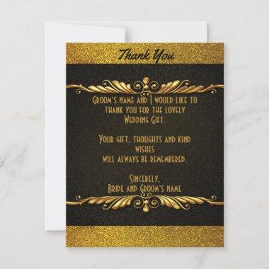 Gold Sparkle Wedding Thank You Invitations