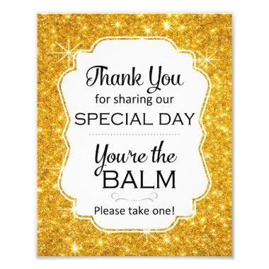 Gold Sparkly Lip Balm Favors Wedding Shower Sign