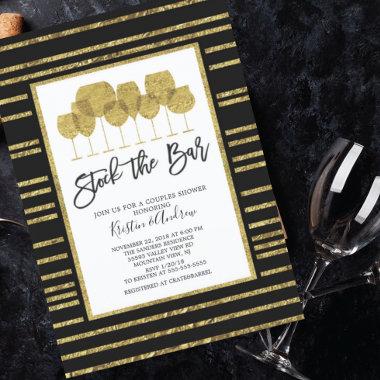 Gold Stock the bar Couples Shower Invitations