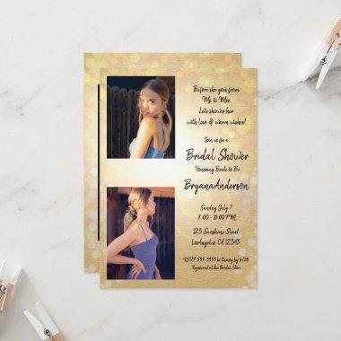 Gold Summer Lights Glam Bridal Shower Invitations