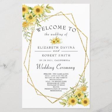 Gold Sunflower Geometric Rustic Elegant Wedding