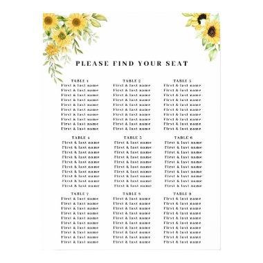 Gold Sunflower Geometric Rustic Elegant Wedding Poster