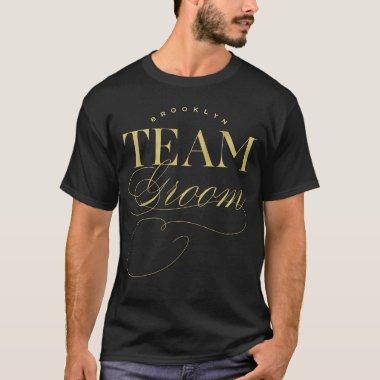 Gold Team Groom Bachelor Party Custom Name T-shirt