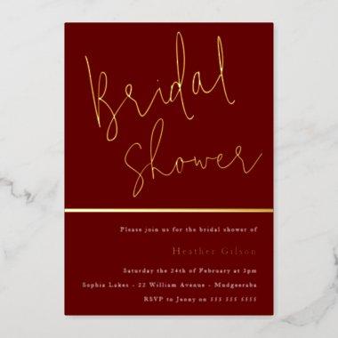 Gold Terracotta Boho Rust Bridal Shower Golden Foil Invitations
