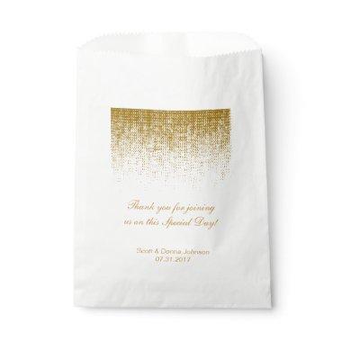 *Gold Texture Confetti Wedding Shower Favor Bag