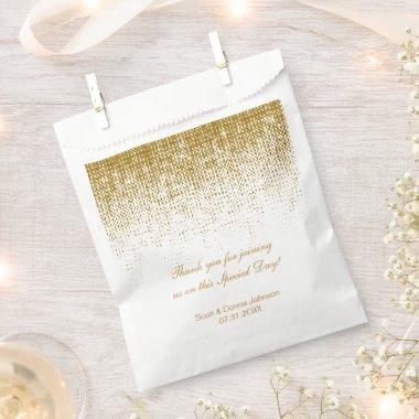 Gold Texture Confetti Wedding Shower | Personalize Favor Bag