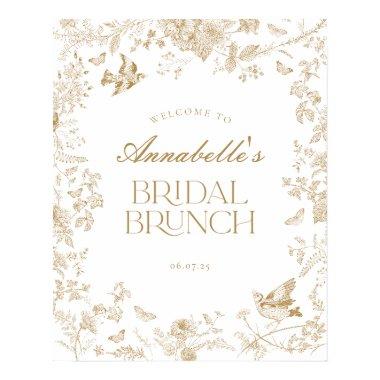 Gold Toile Jouy Floral Bridal Brunch Welcome Sign