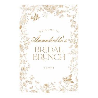 Gold Toile Jouy Floral Bridal Brunch Welcome Sign