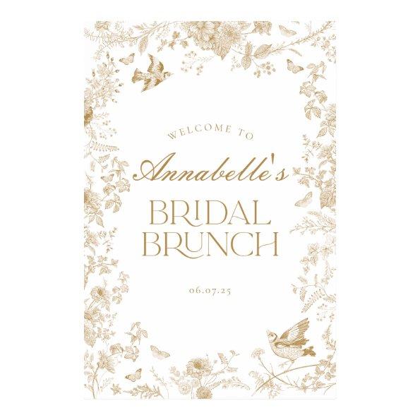 Gold Toile Jouy Floral Bridal Brunch Welcome Sign