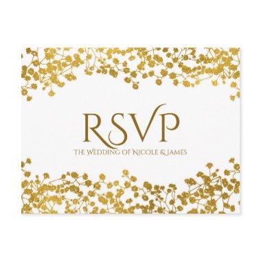 Gold Tone Baby's Breath White Elegant Floral RSVP Invitation Post
