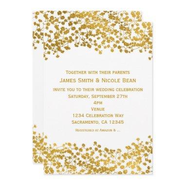 Gold Tone Baby's Breath White Elegant