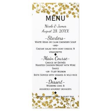 Gold Tone Baby's Breath White Elegant Menu