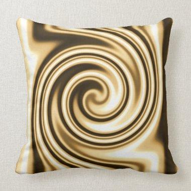 Gold Tones Soft Focus Spiral Swirl Tribal Style Throw Pillow