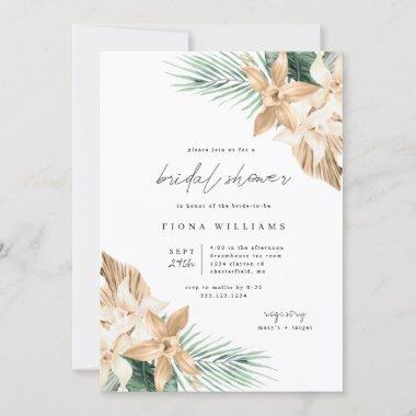 Gold Tropical Flower Bridal Shower Invitations
