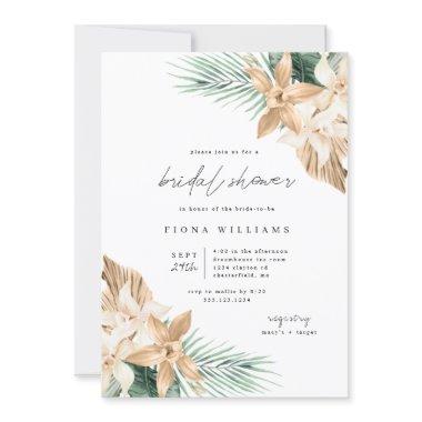 Gold Tropical Flower Bridal Shower Invitations