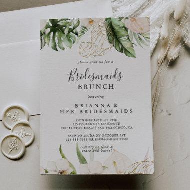 Gold Tropical Foliage Bridesmaids Brunch Shower Invitations