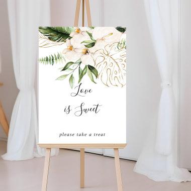 Gold Tropical Foliage Floral Love Is Sweet Sign