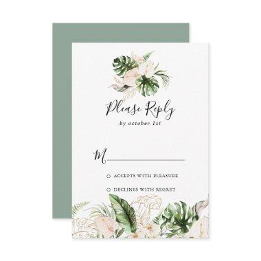 Gold Tropical Foliage Floral RSVP