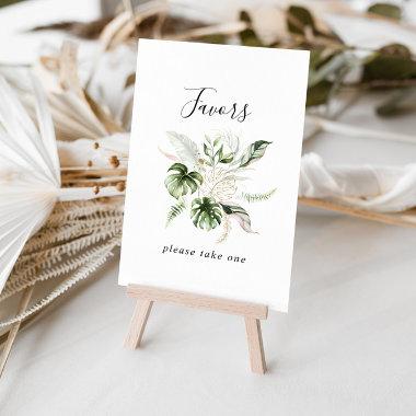 Gold Tropical Greenery Favors Sign