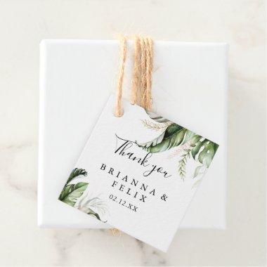 Gold Tropical Greenery Wedding Favor Tags