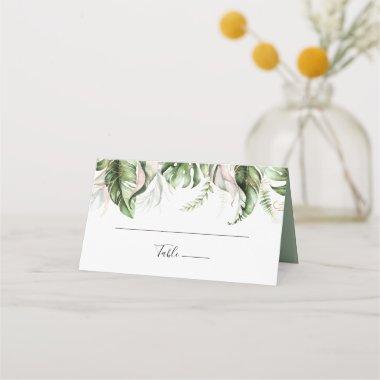 Gold Tropical Greenery Wedding Place Invitations