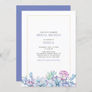 Gold & Tropical Succulents Bridal Brunch Shower In Invitations