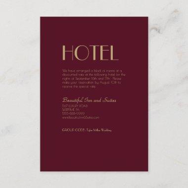 Gold Type Deco | Burgundy Wedding Accommodation Enclosure Invitations