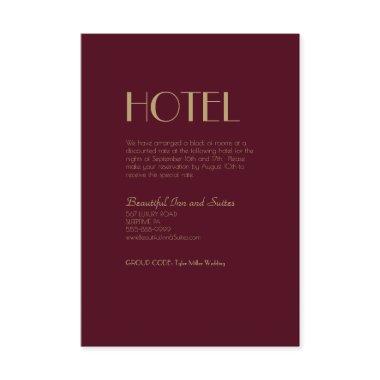 Gold Type Deco | Burgundy Wedding Accommodation Enclosure