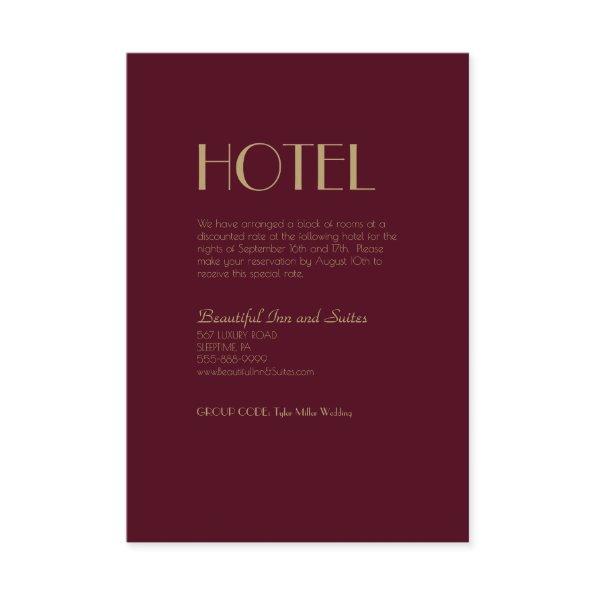 Gold Type Deco | Burgundy Wedding Accommodation Enclosure